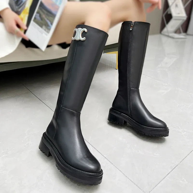 New fashionable black one foot long boots