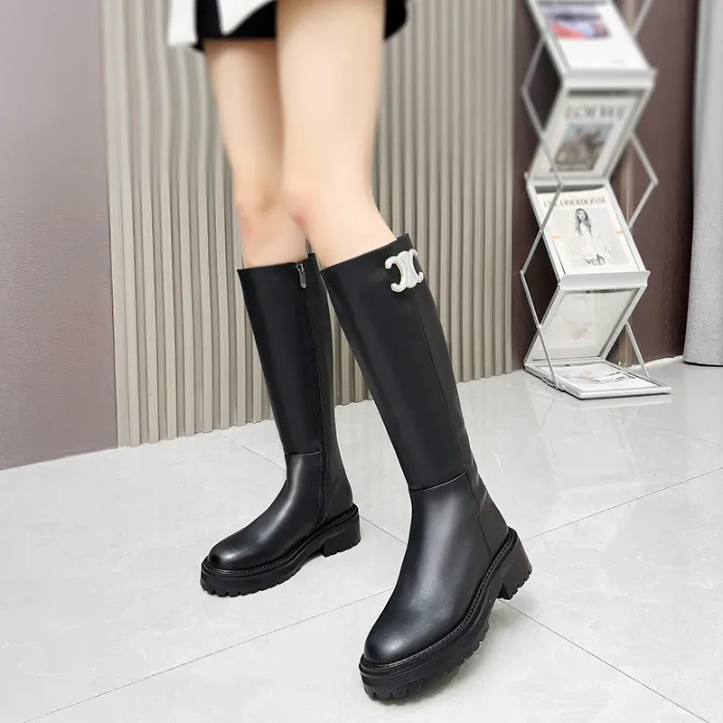 New fashionable black one foot long boots