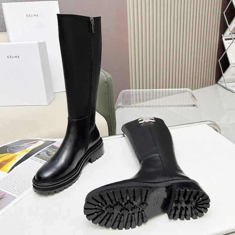 New fashionable black one foot long boots