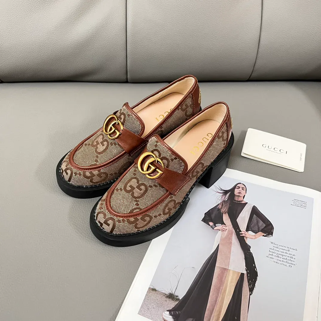 New coarse heeled loafers