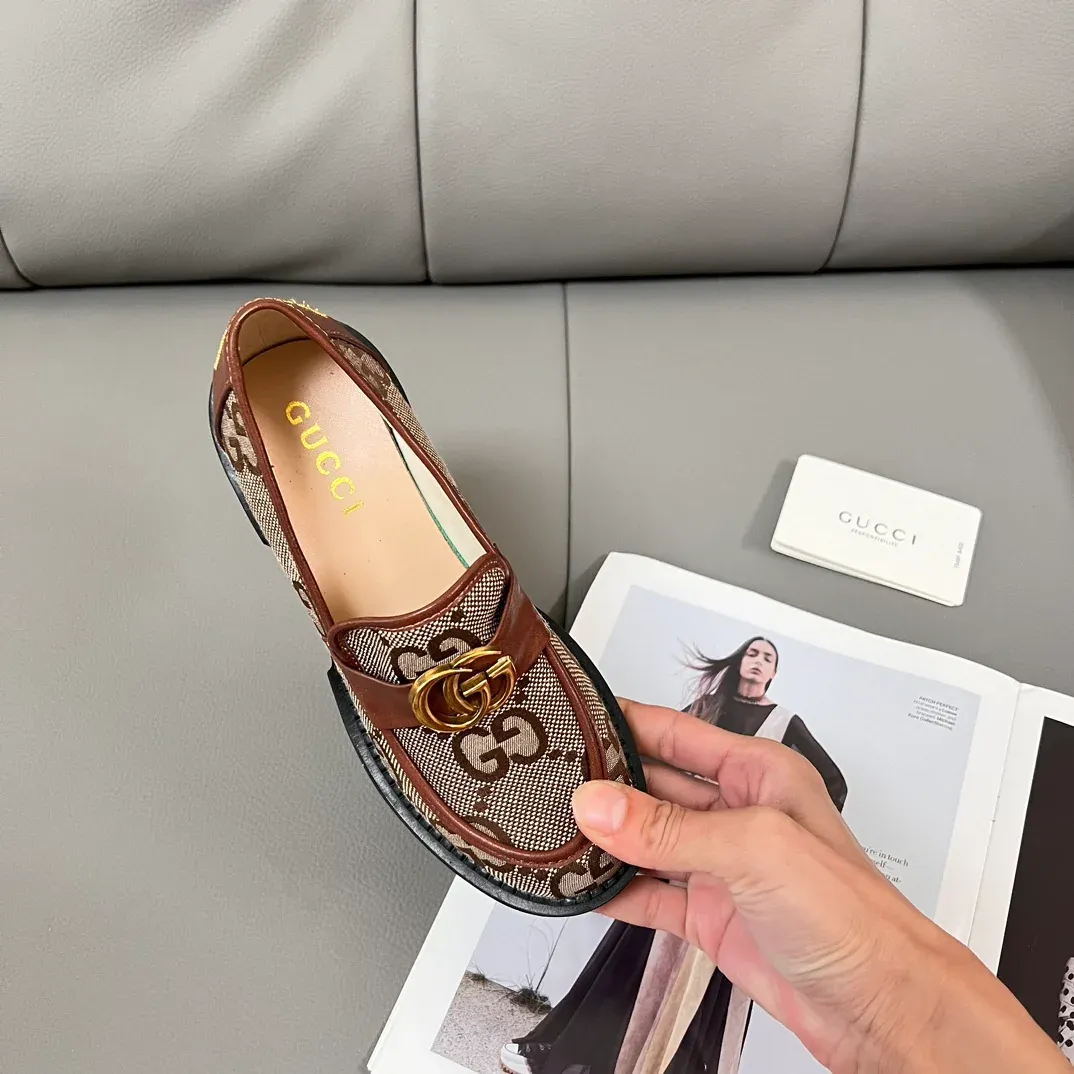 New coarse heeled loafers