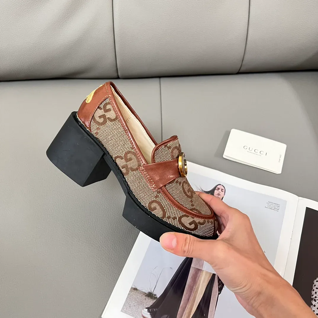 New coarse heeled loafers