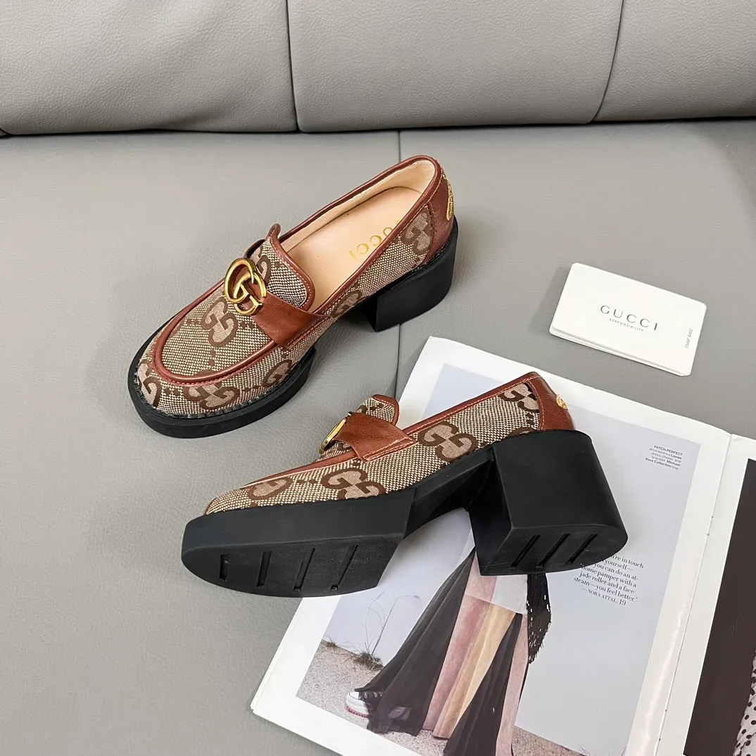 New coarse heeled loafers