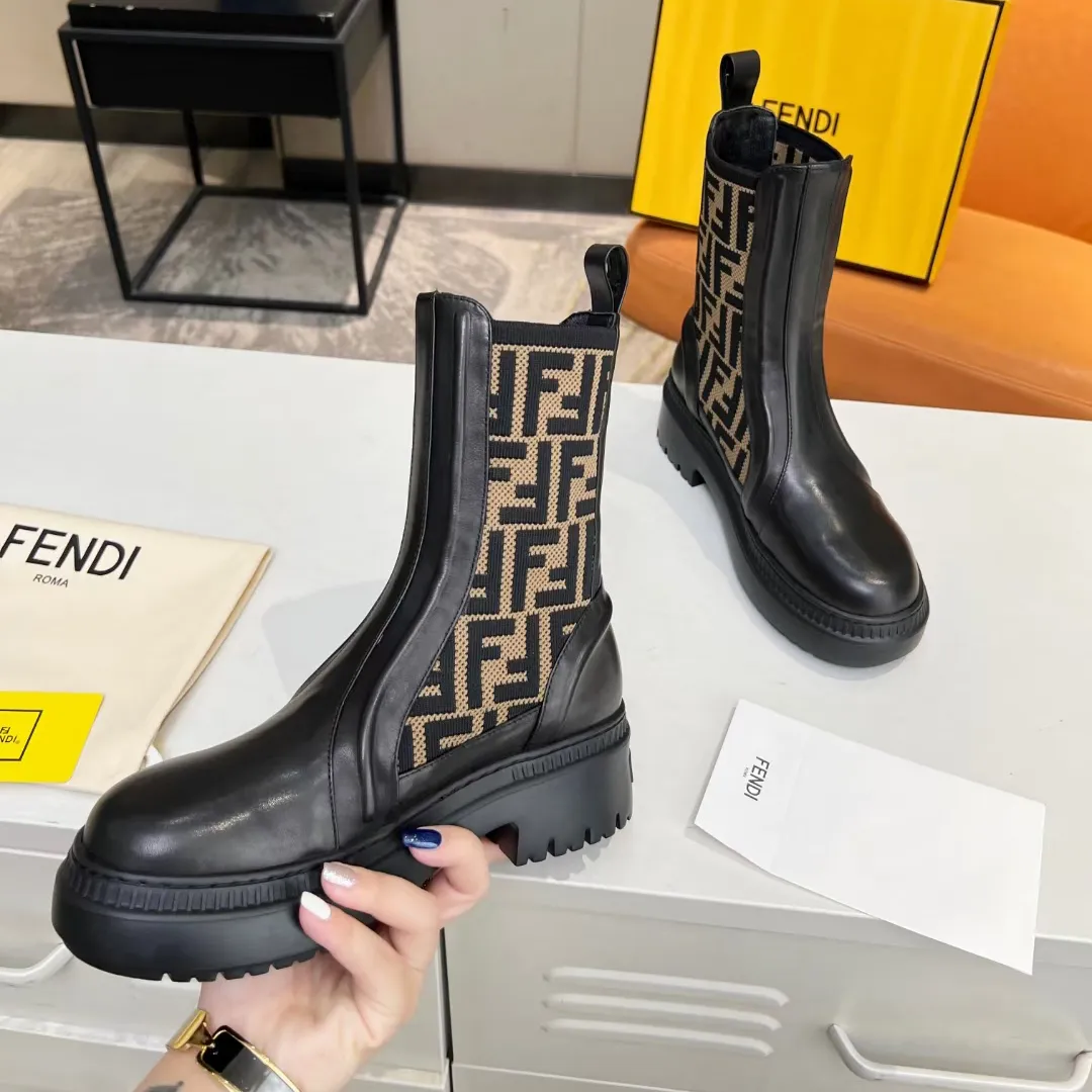 F Flying Woven Stitching Fashionable Martin Boots