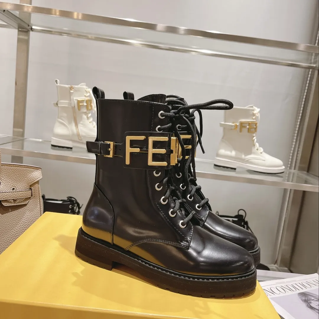 F Metal Accessories Women's Shiny Martin Boots