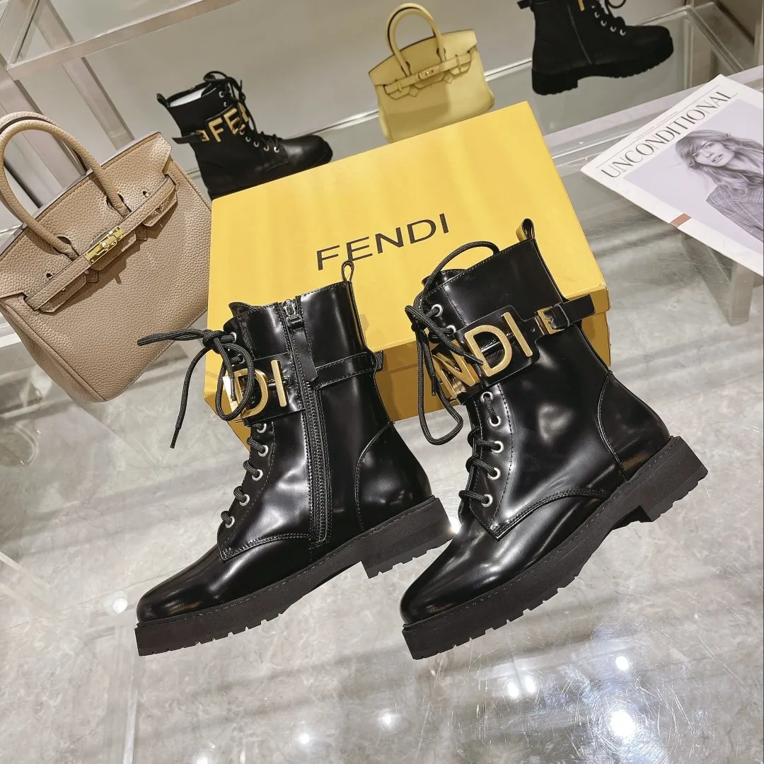 F Metal Accessories Women's Shiny Martin Boots