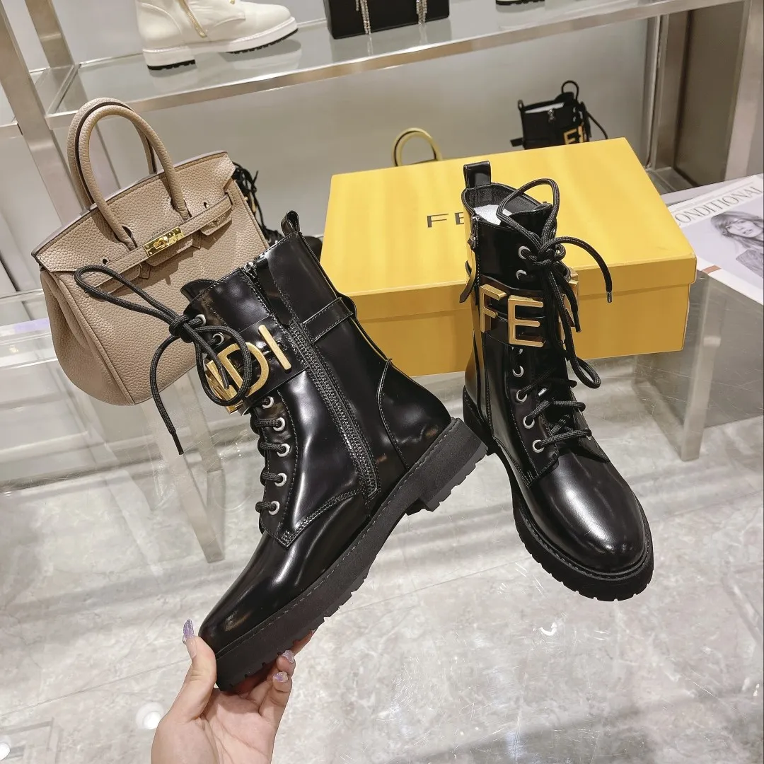 F Metal Accessories Women's Shiny Martin Boots