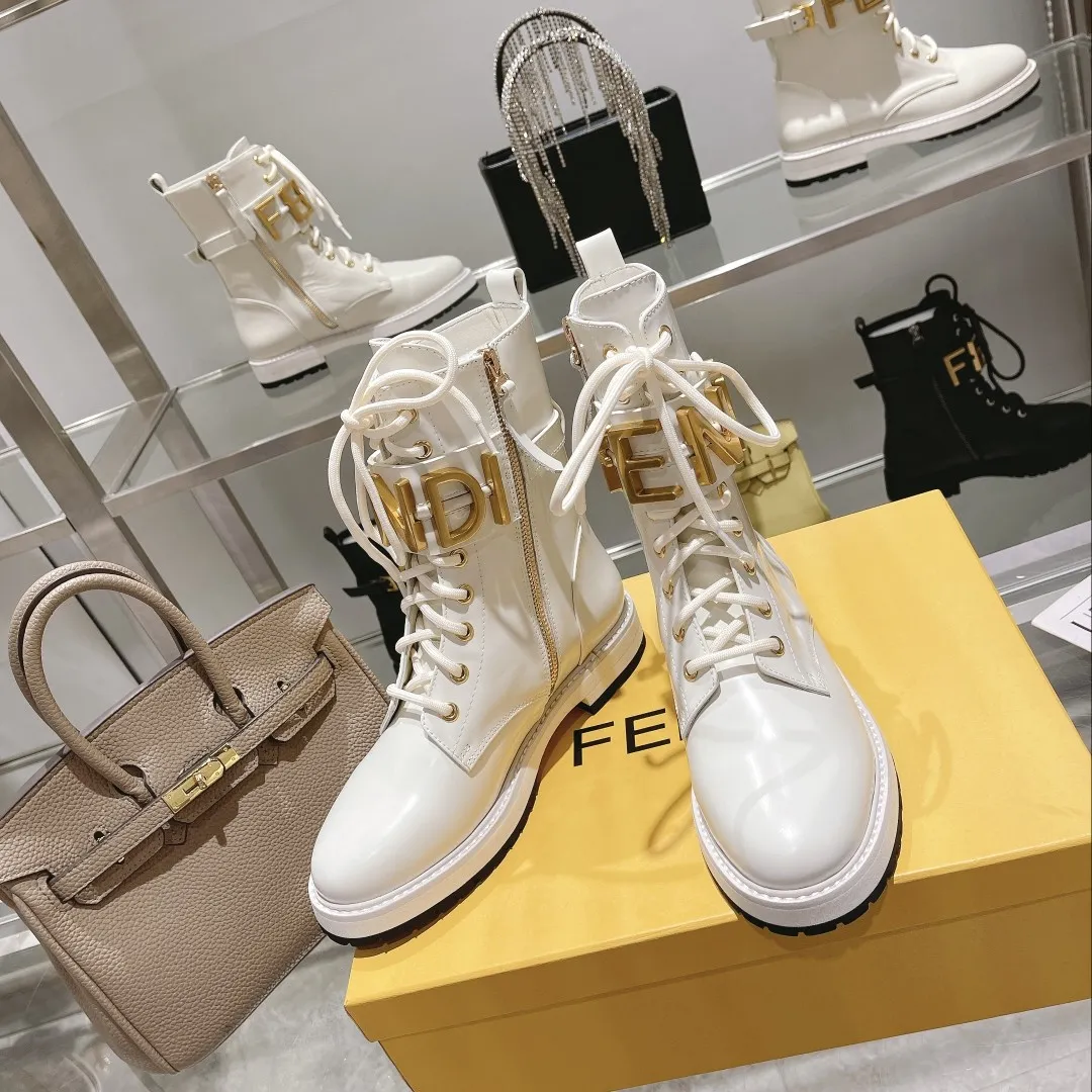 F Metal Accessories Women's Shiny Martin Boots