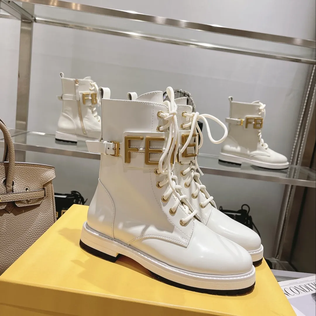 F Metal Accessories Women's Shiny Martin Boots