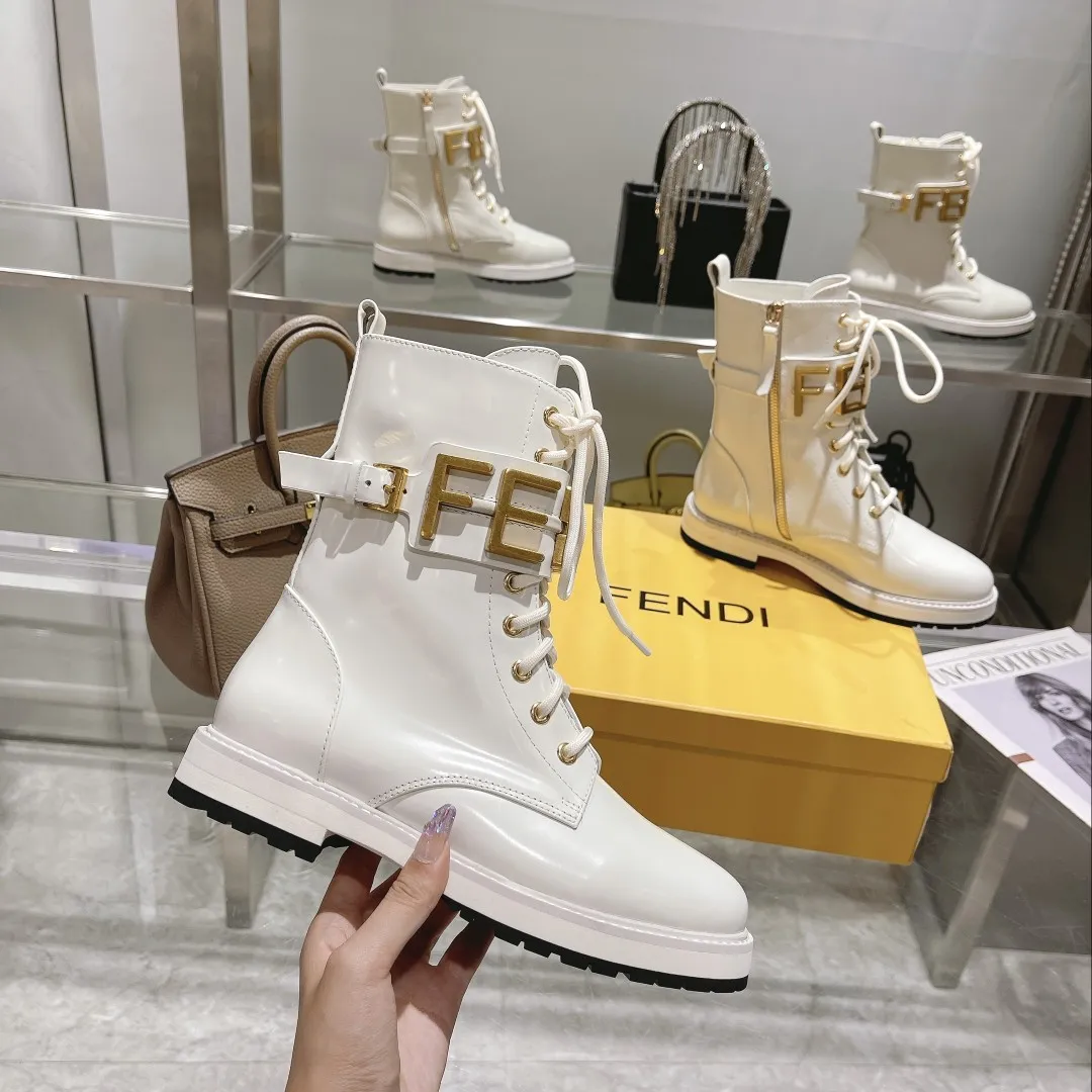 F Metal Accessories Women's Shiny Martin Boots