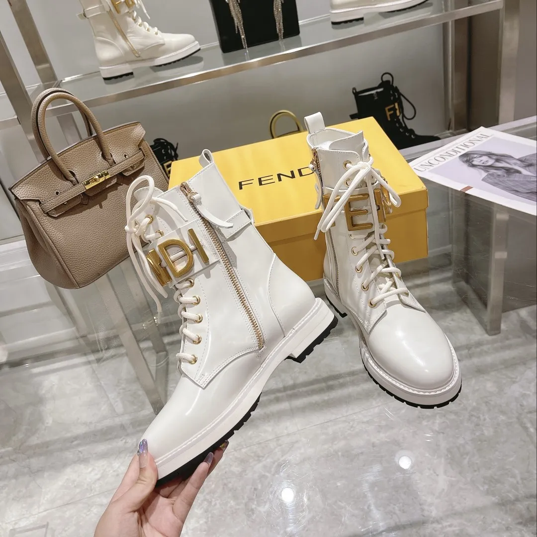 F Metal Accessories Women's Shiny Martin Boots