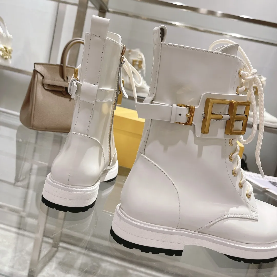 F Metal Accessories Women's Shiny Martin Boots