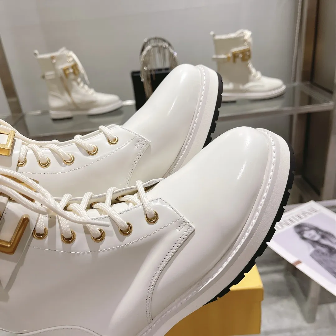 F Metal Accessories Women's Shiny Martin Boots