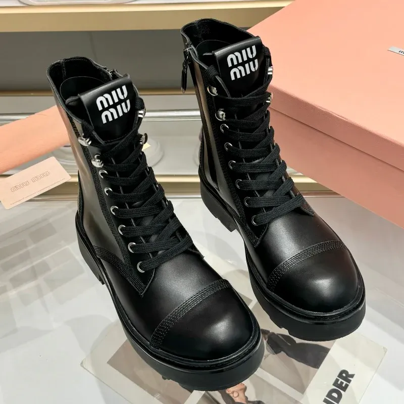 Thick soled leather boots