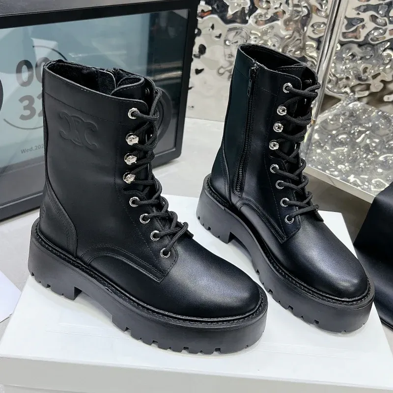 Thick soled leather boots