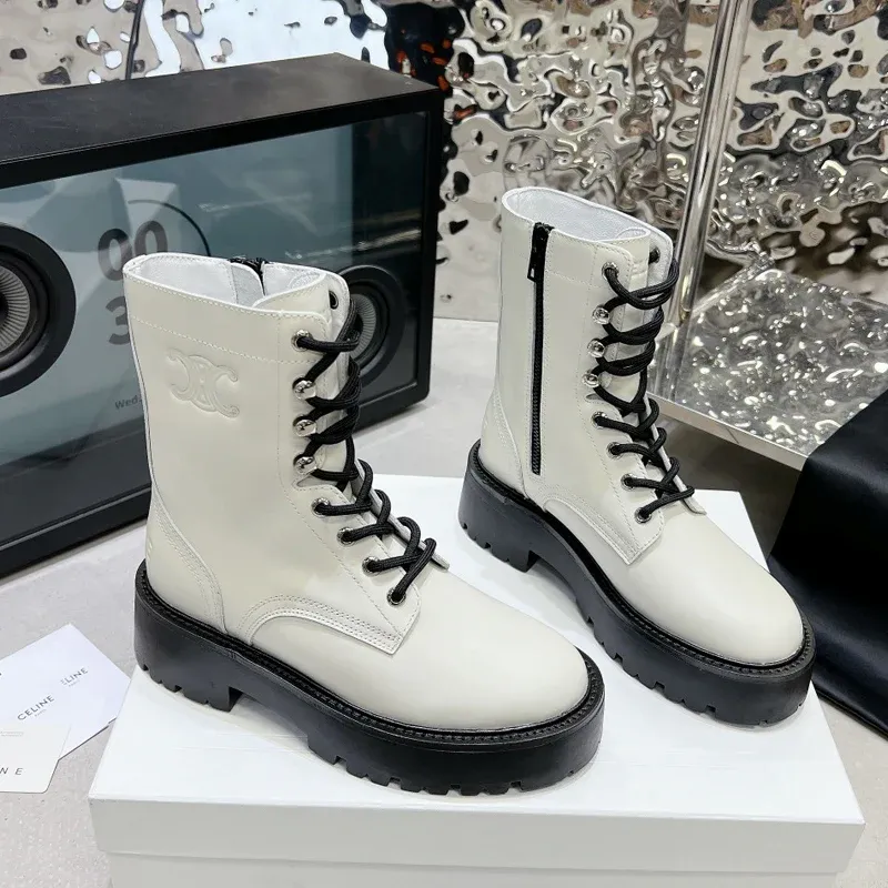 Thick soled leather boots