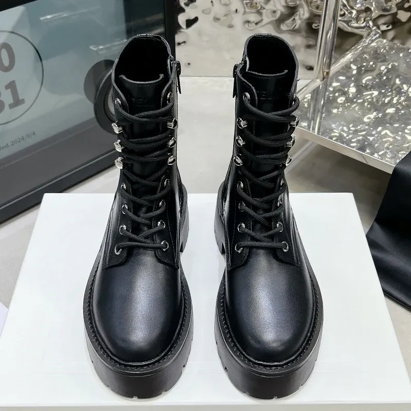 Thick soled leather boots