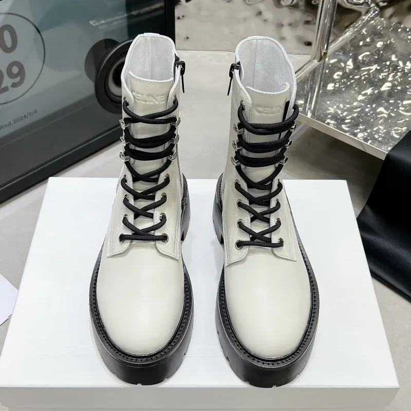 Thick soled leather boots