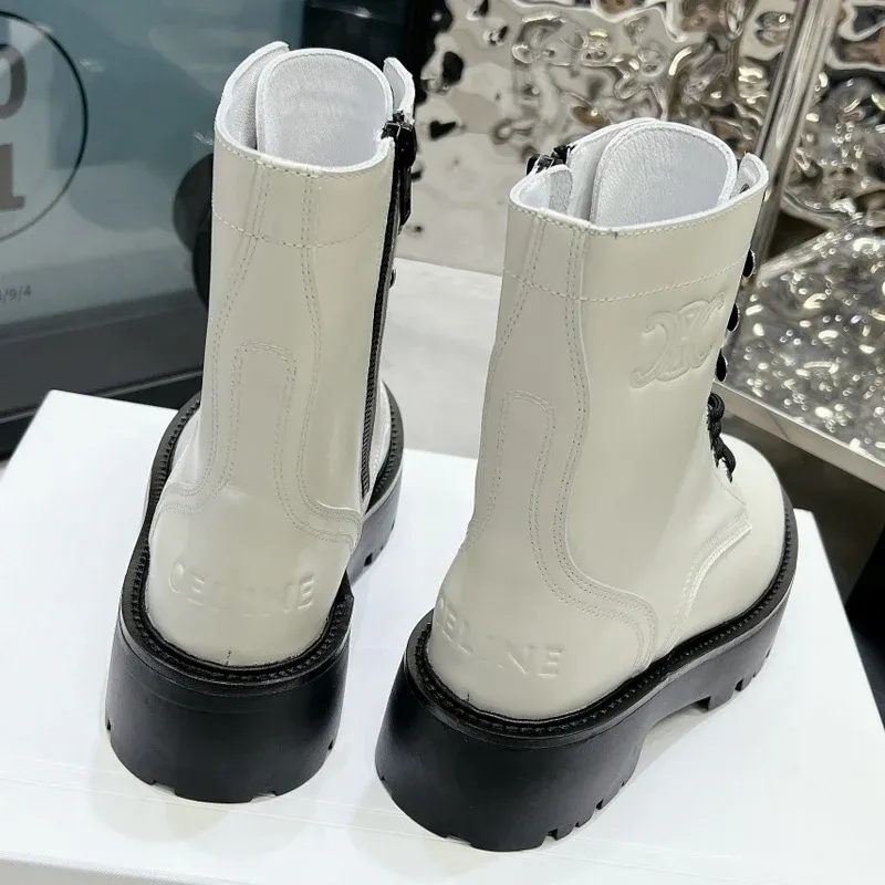 Thick soled leather boots