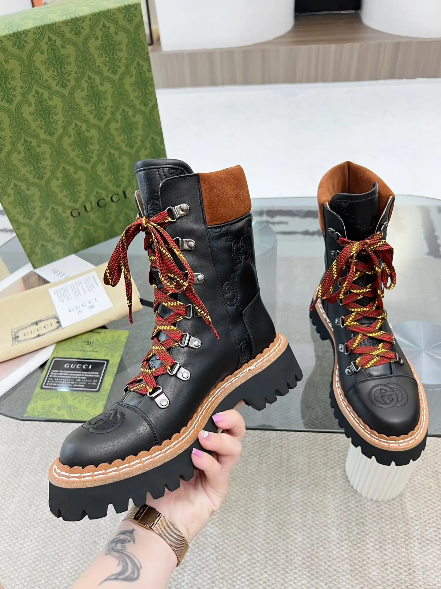 New Luxury G Retro Thick-soled Lace-up Boots