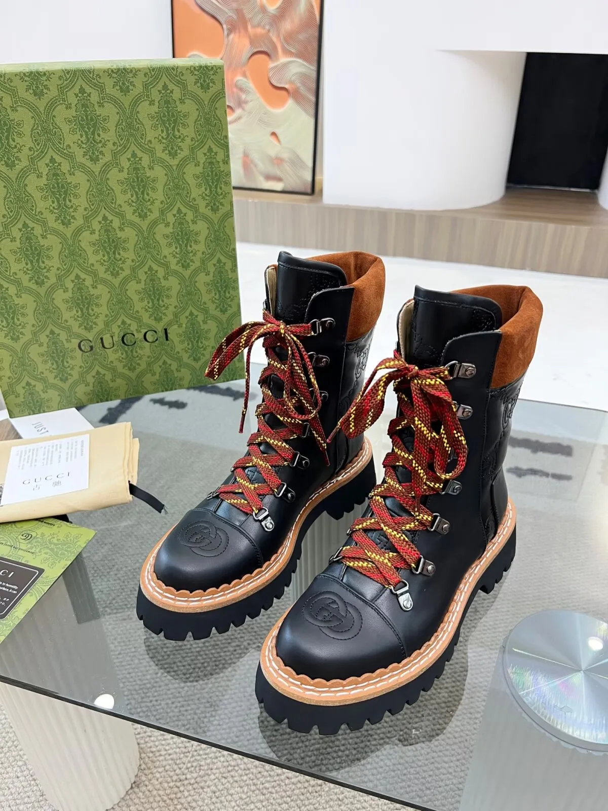 New Luxury G Retro Thick-soled Lace-up Boots