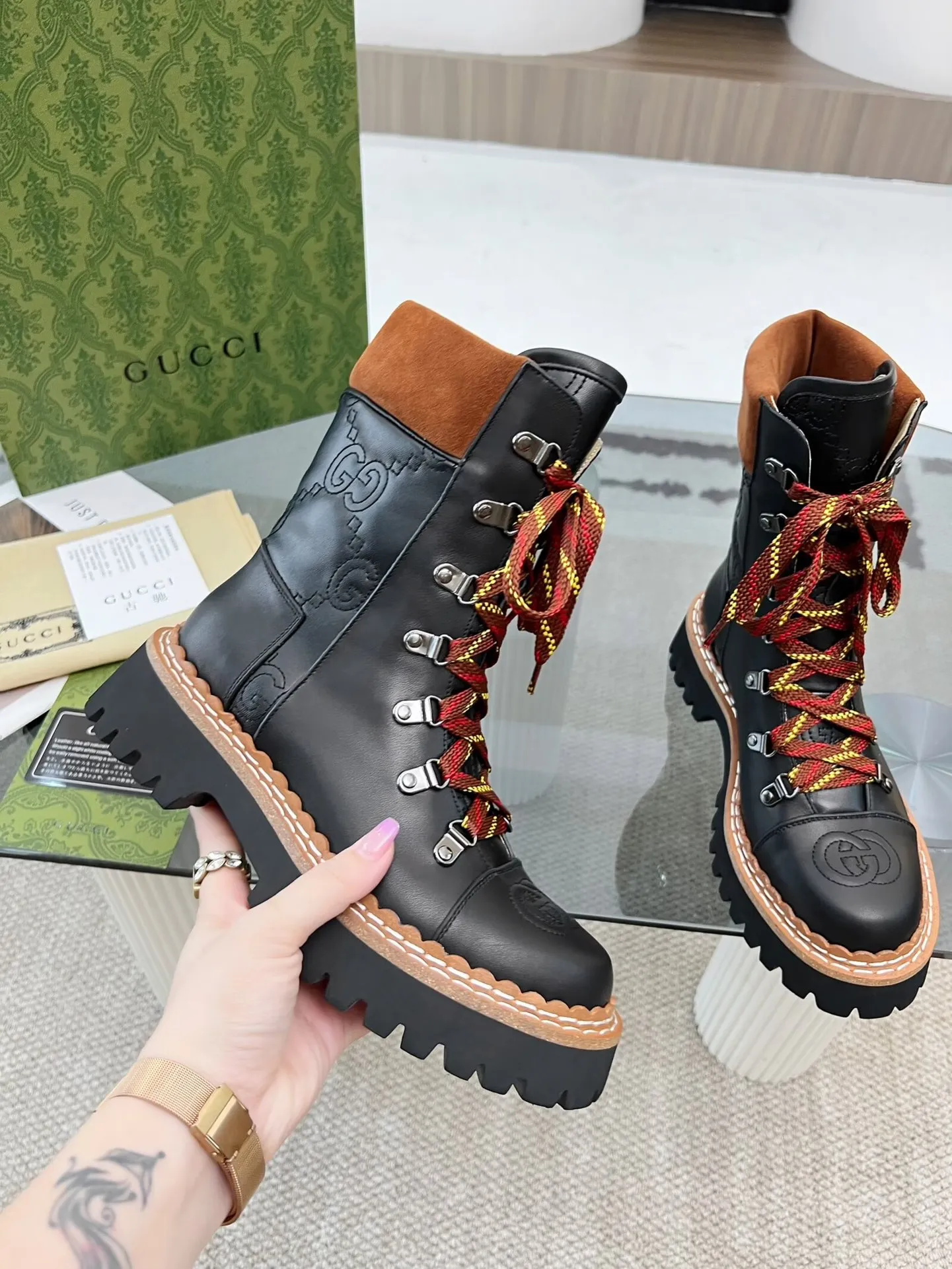 New Luxury G Retro Thick-soled Lace-up Boots