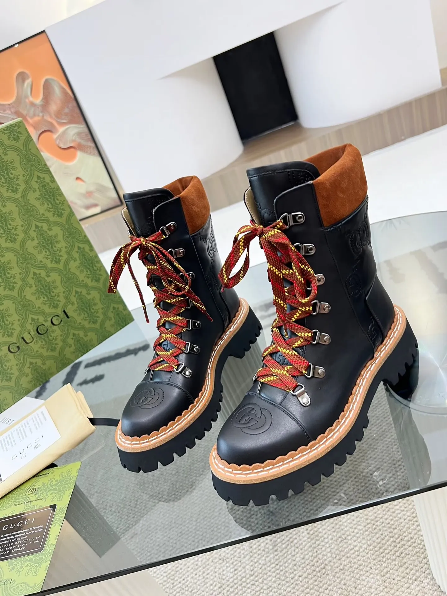 New Luxury G Retro Thick-soled Lace-up Boots