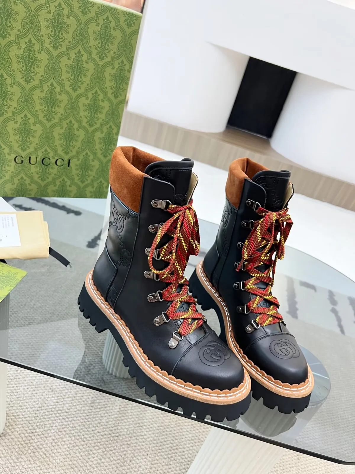 New Luxury G Retro Thick-soled Lace-up Boots
