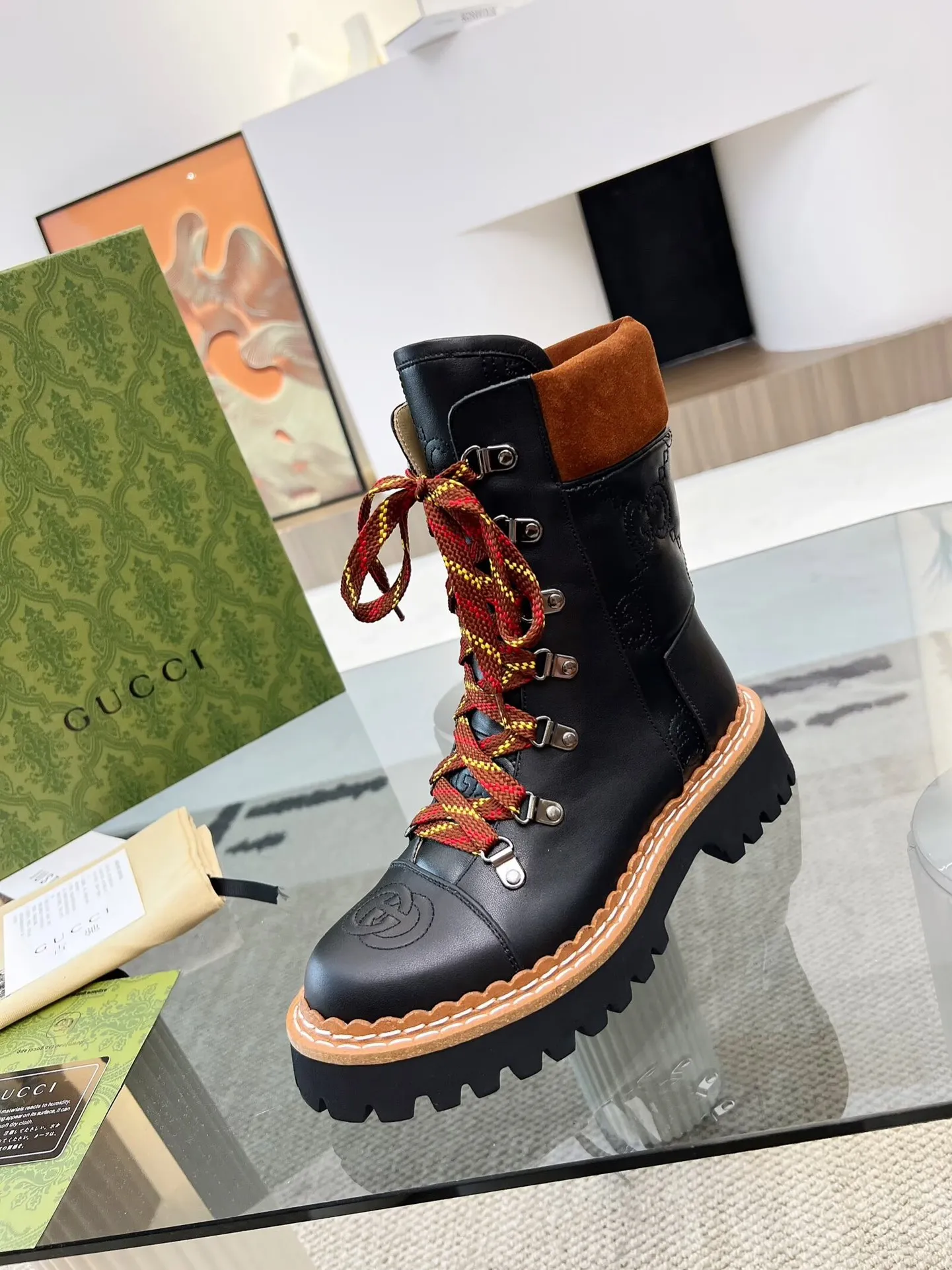 New Luxury G Retro Thick-soled Lace-up Boots