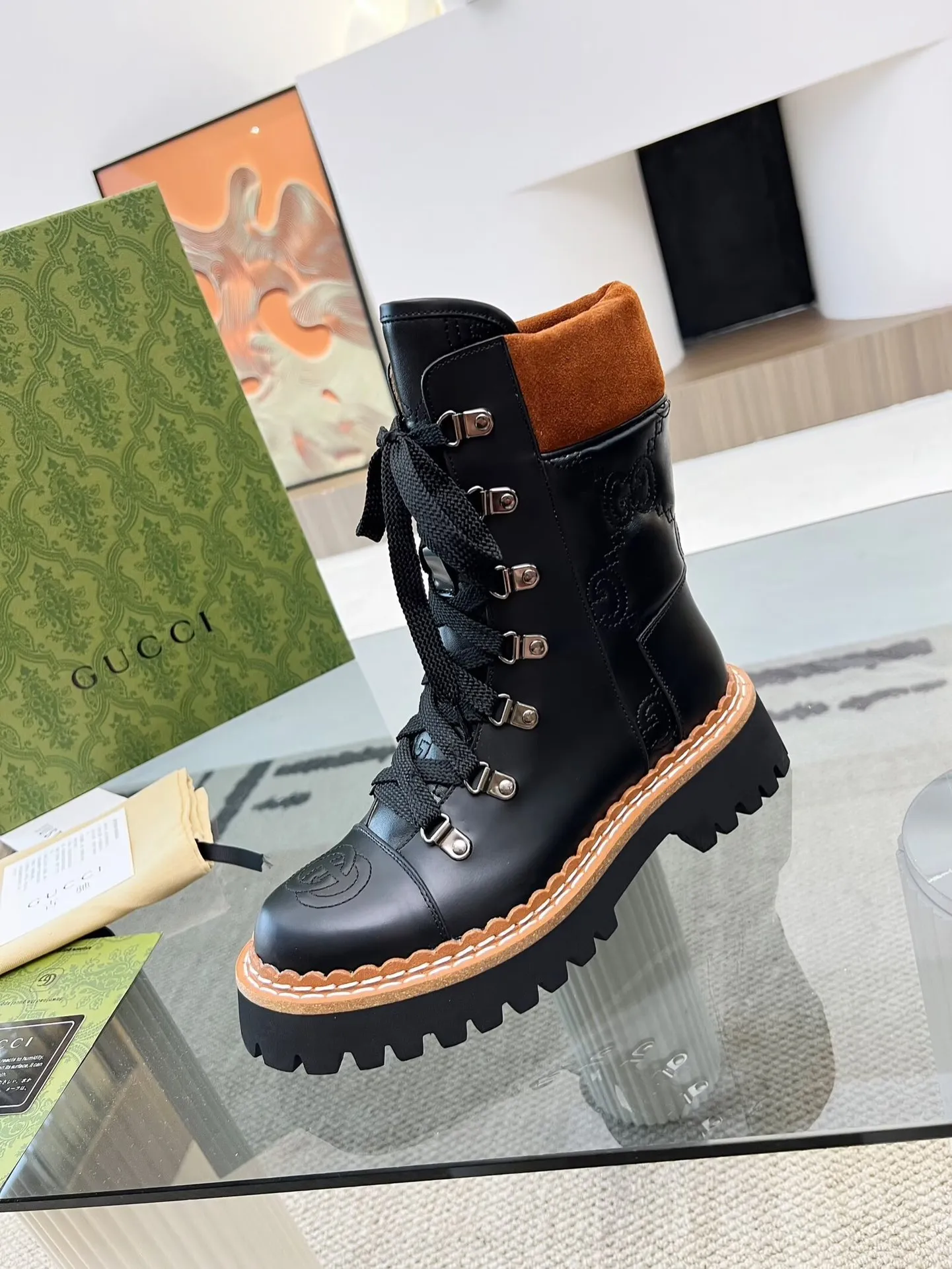 New Luxury G Retro Thick-soled Lace-up Boots
