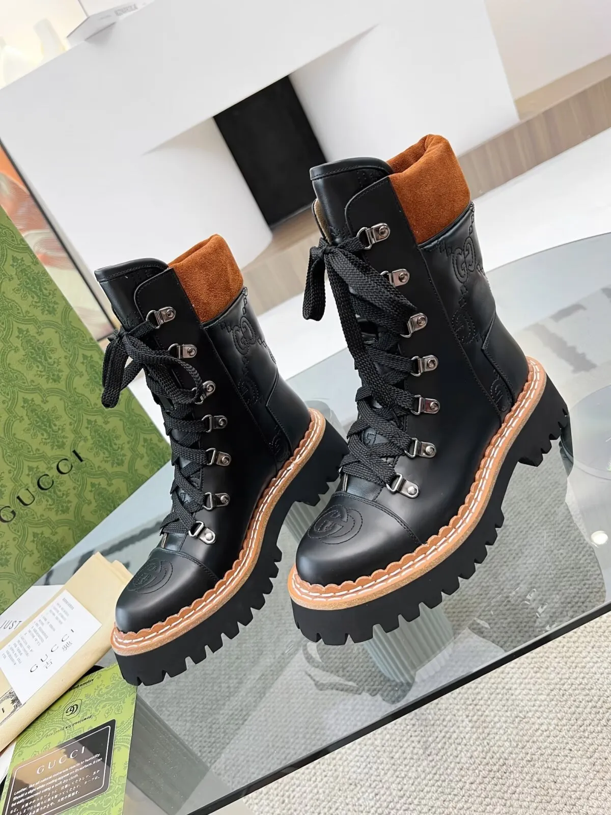 New Luxury G Retro Thick-soled Lace-up Boots
