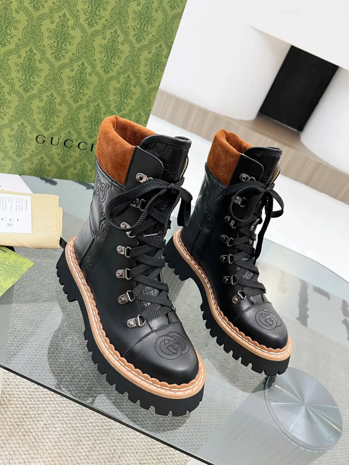 New Luxury G Retro Thick-soled Lace-up Boots