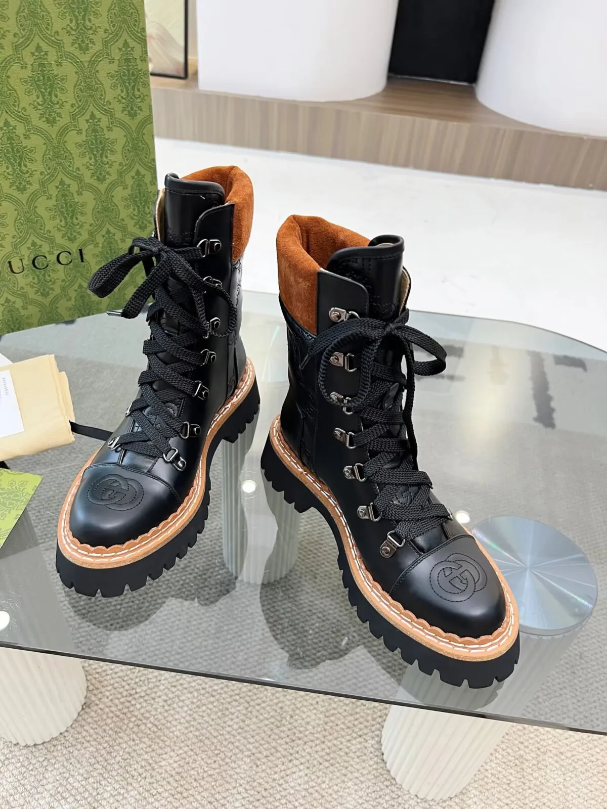 New Luxury G Retro Thick-soled Lace-up Boots