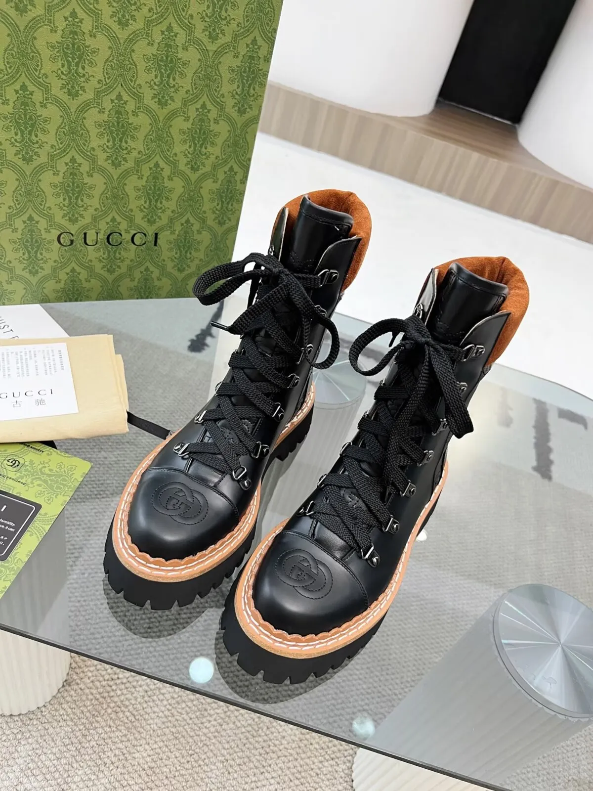 New Luxury G Retro Thick-soled Lace-up Boots