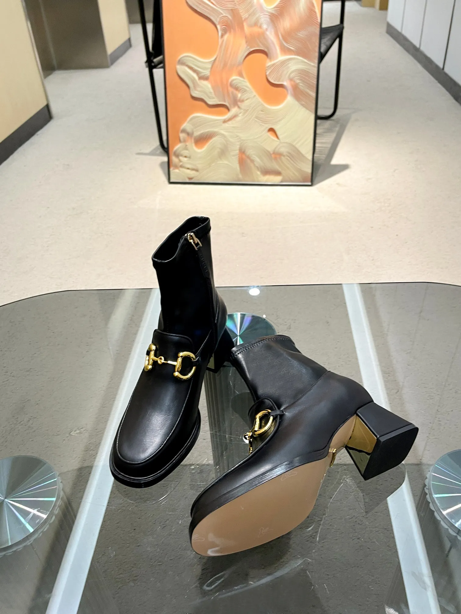 New Luxury Metal buckle high heel ankle boots