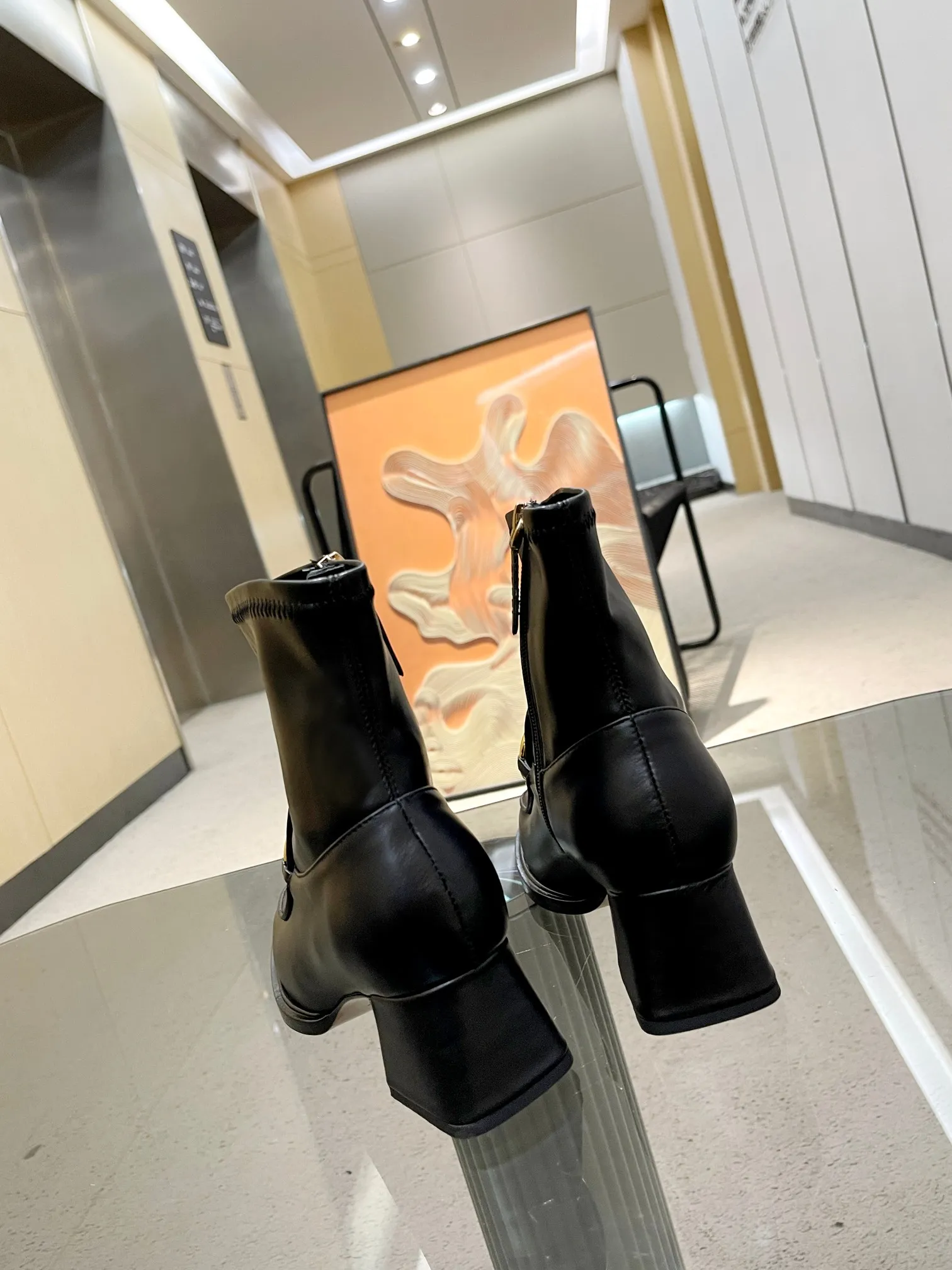 New Luxury Metal buckle high heel ankle boots