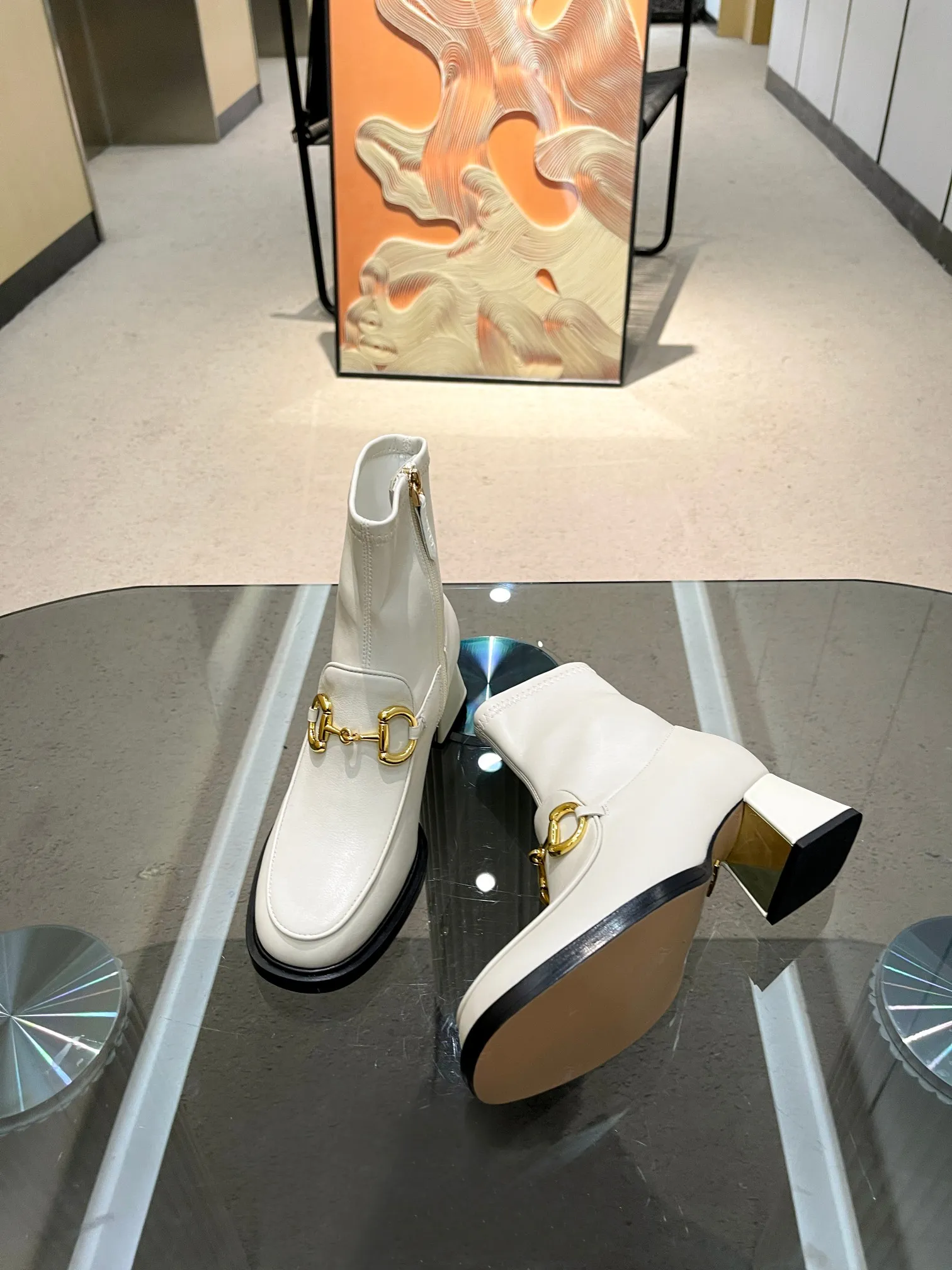 New Luxury Metal buckle high heel ankle boots