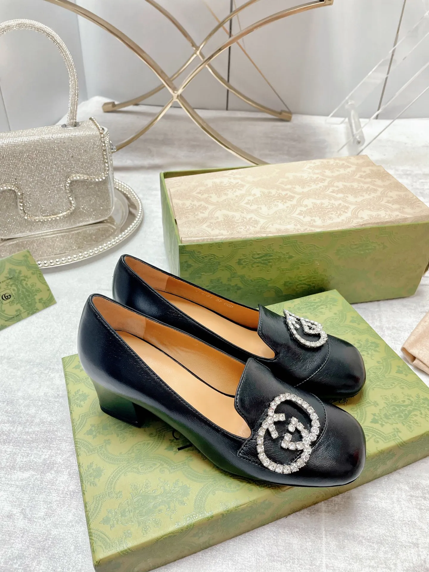 Women's Mid-Heel Pump With GG Logo Beige For Women GG