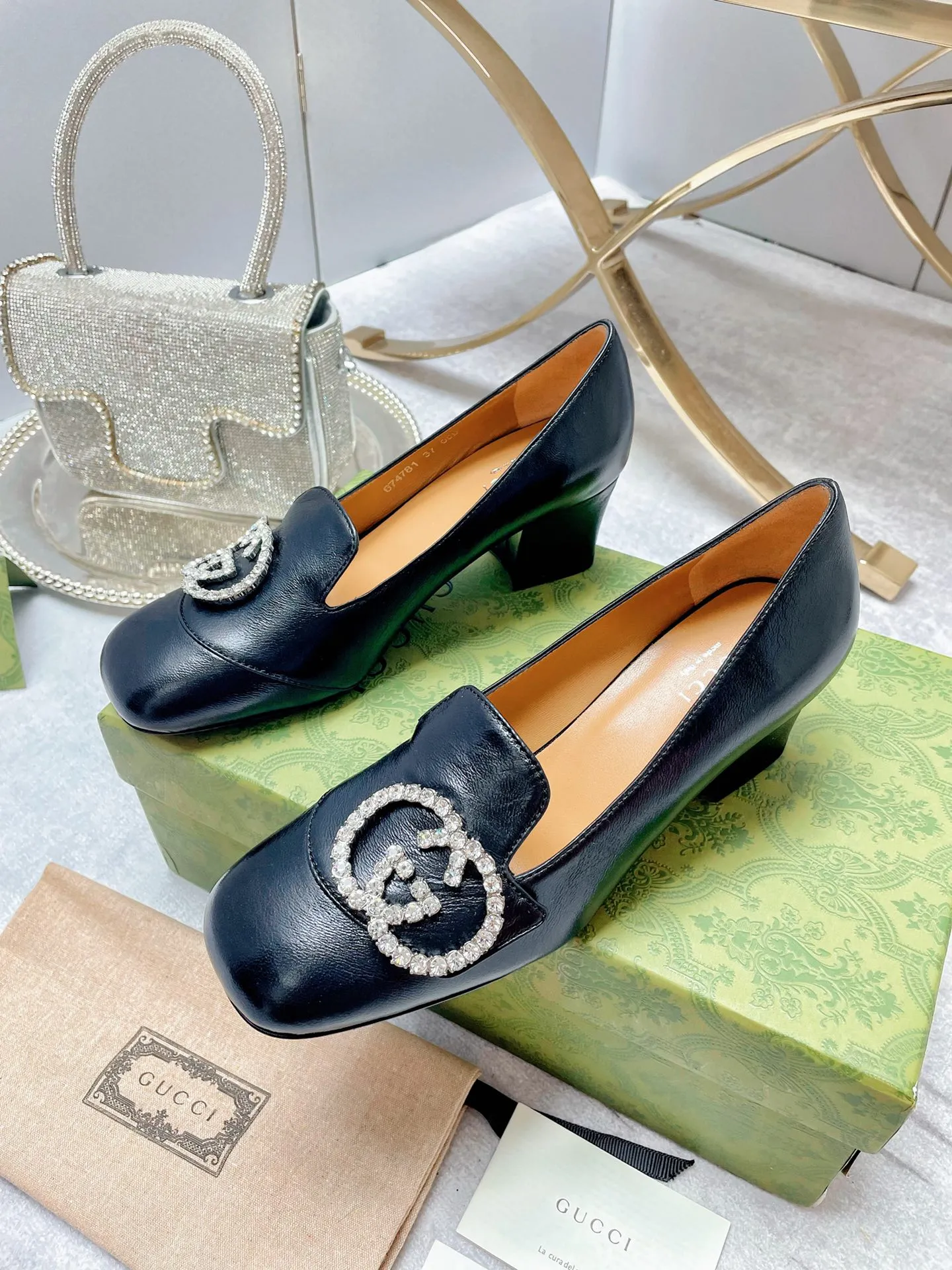 Women's Mid-Heel Pump With GG Logo Beige For Women GG