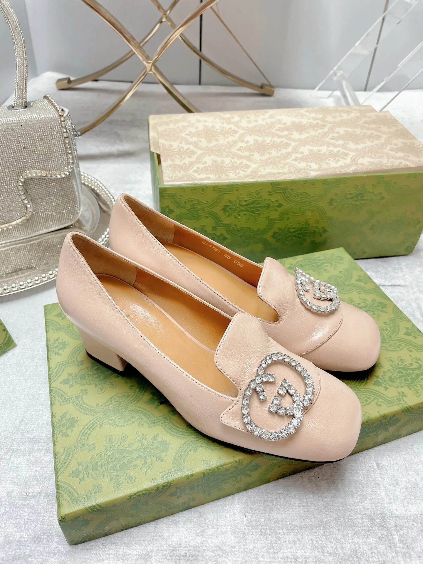 Women's Mid-Heel Pump With GG Logo Beige For Women GG