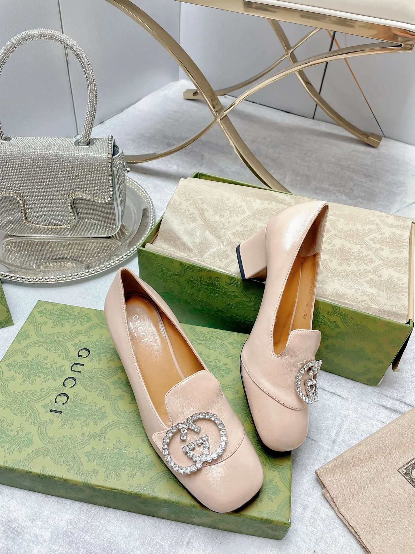 Women's Mid-Heel Pump With GG Logo Beige For Women GG