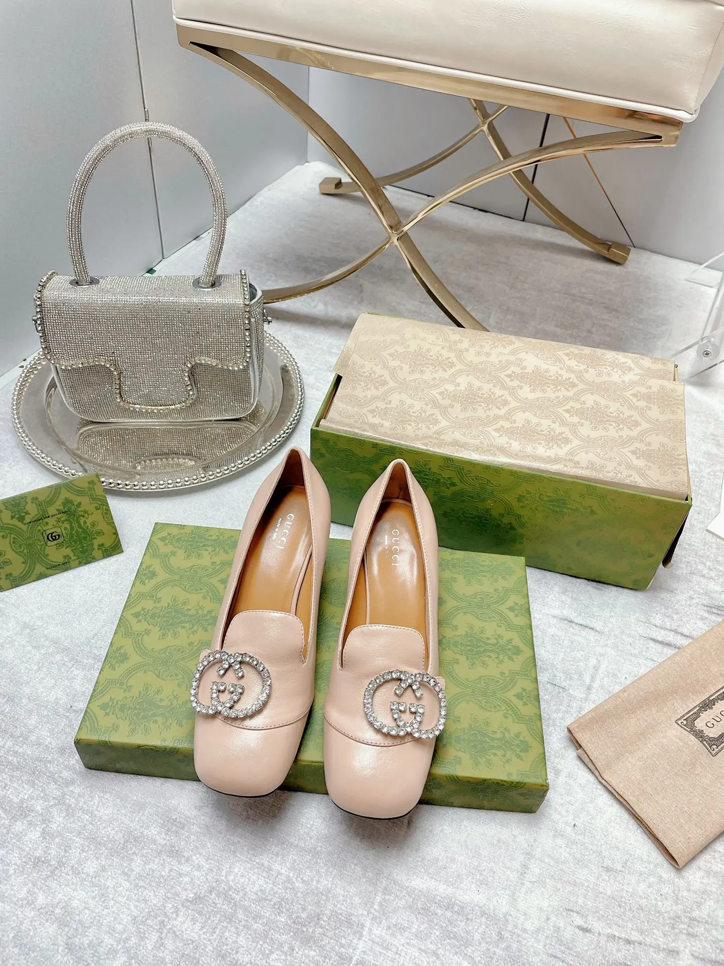 Women's Mid-Heel Pump With GG Logo Beige For Women GG