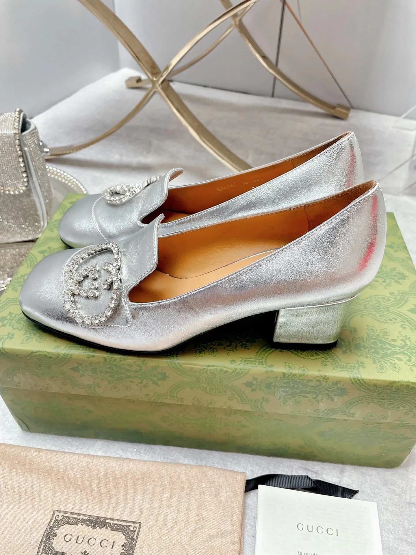 Women's Mid-Heel Pump With GG Logo Beige For Women GG