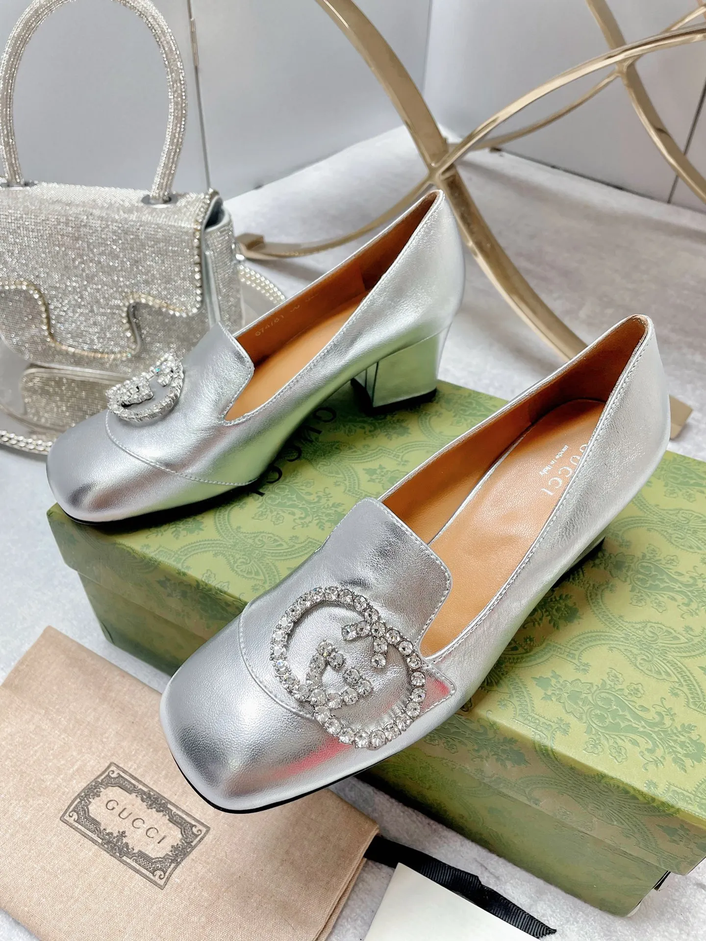 Women's Mid-Heel Pump With GG Logo Beige For Women GG