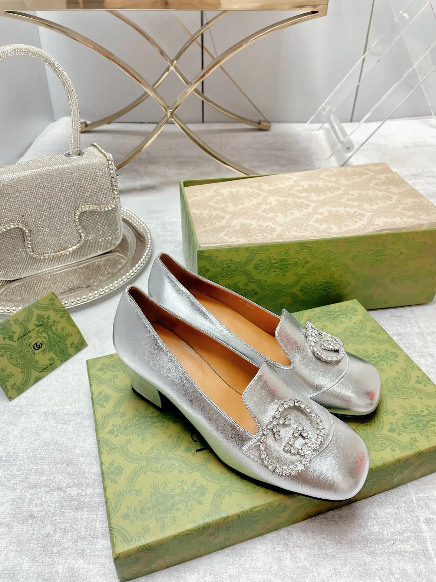 Women's Mid-Heel Pump With GG Logo Beige For Women GG