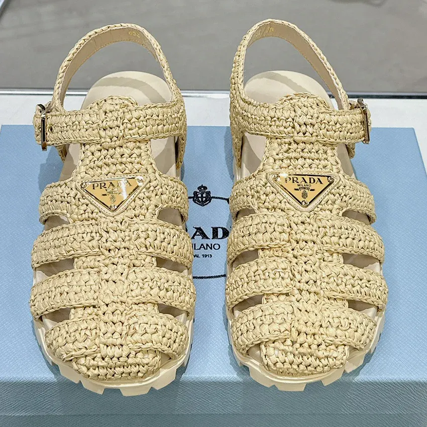 Roman woven thick soled rubber sandals