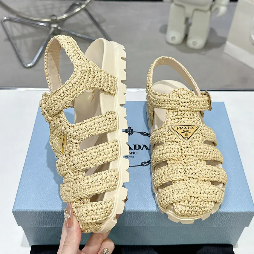 Roman woven thick soled rubber sandals