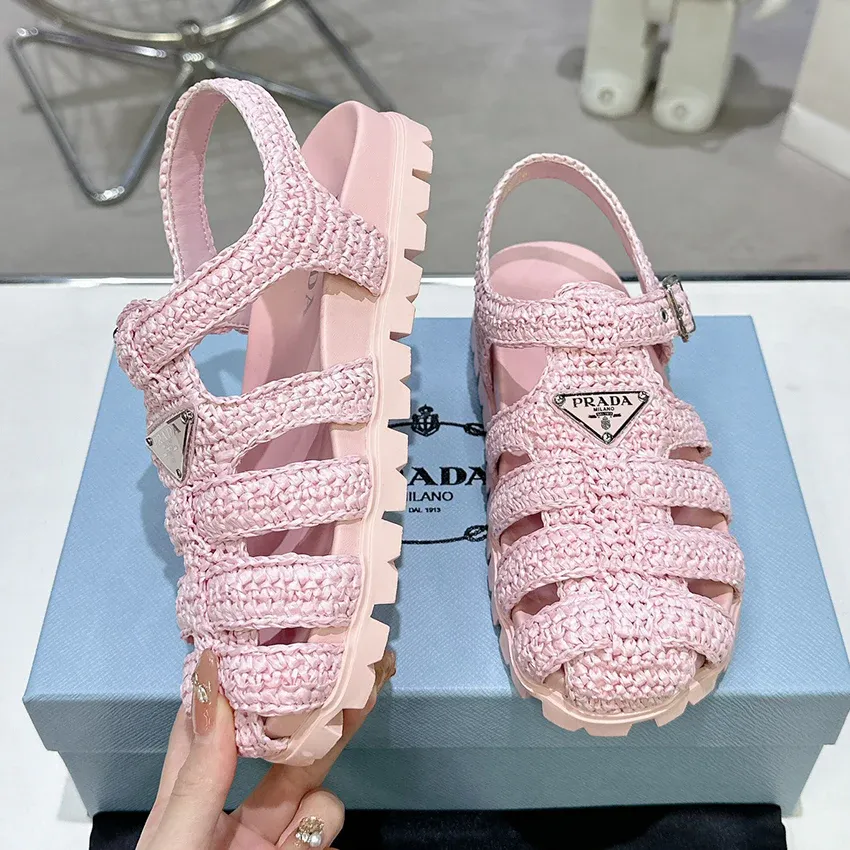 Roman woven thick soled rubber sandals