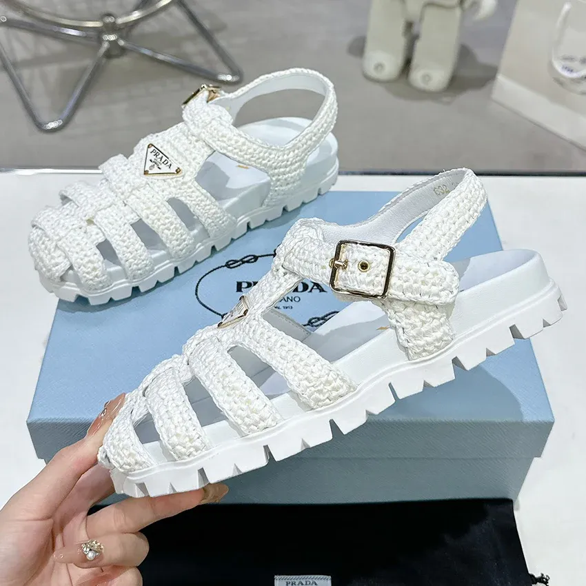 Roman woven thick soled rubber sandals