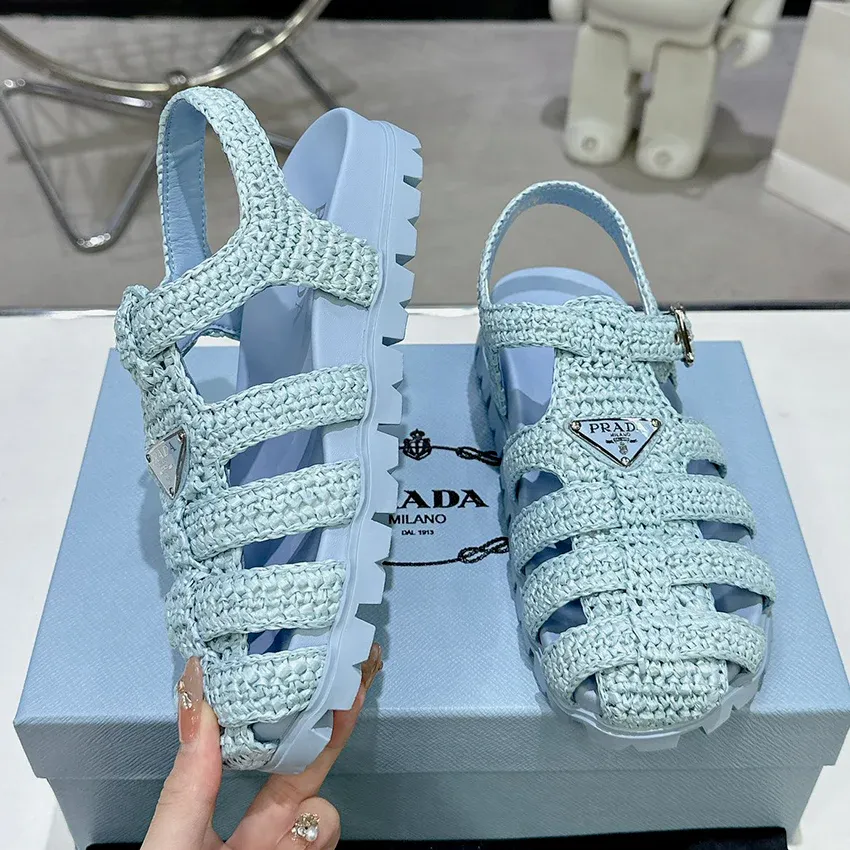 Roman woven thick soled rubber sandals